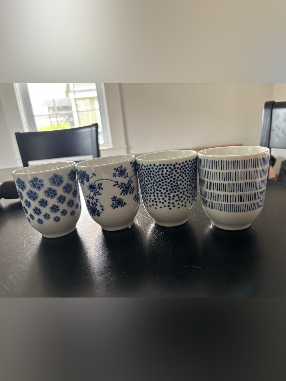 IKEA Blue and White Porcelain Tea Cups - Set of Patterned Cups: see photos